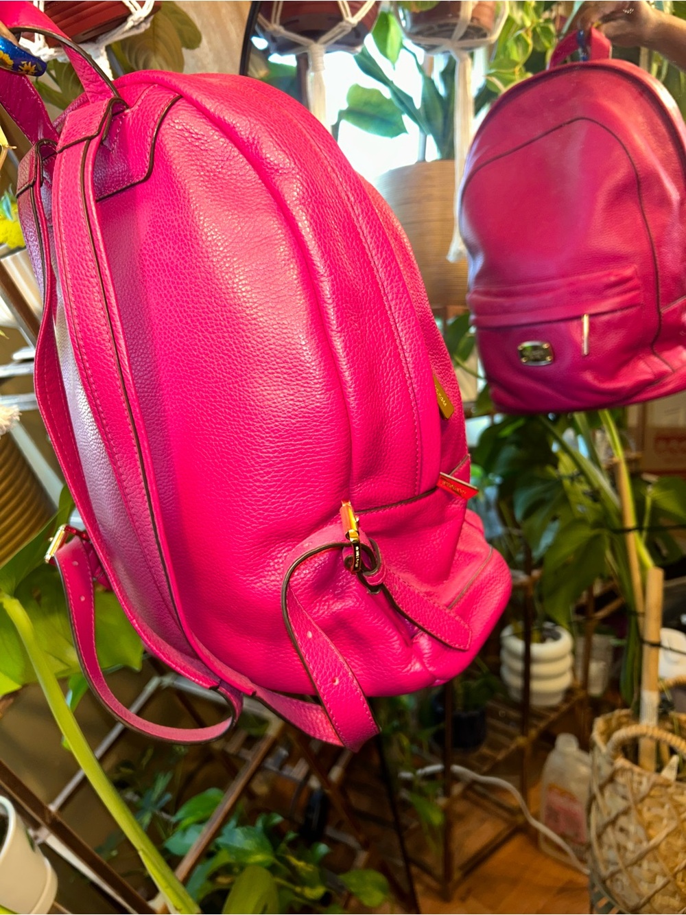 Michael Kors Hot Pink Pebbled Leather Backpack - Picture 4 of 4